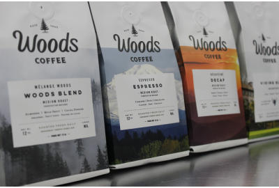 An image of Woods Coffee Packaging