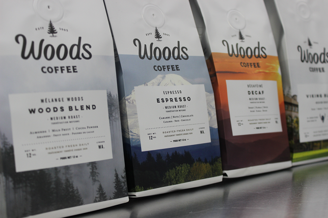 An image of Woods Coffee Packaging